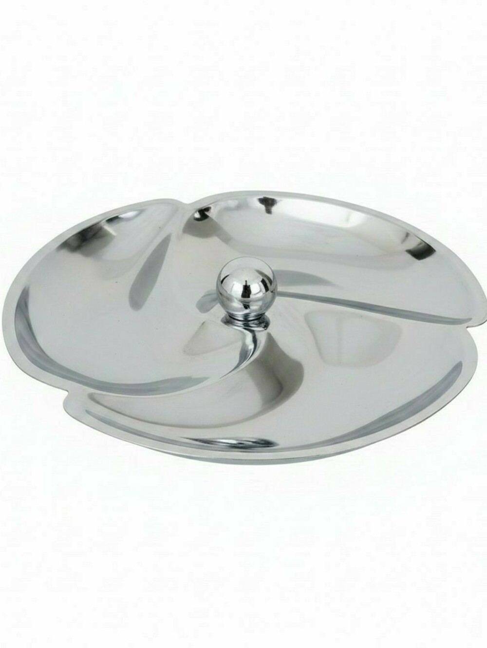 Vintage 1960s Mid-Century Stainless Steel Divided Serving Dish